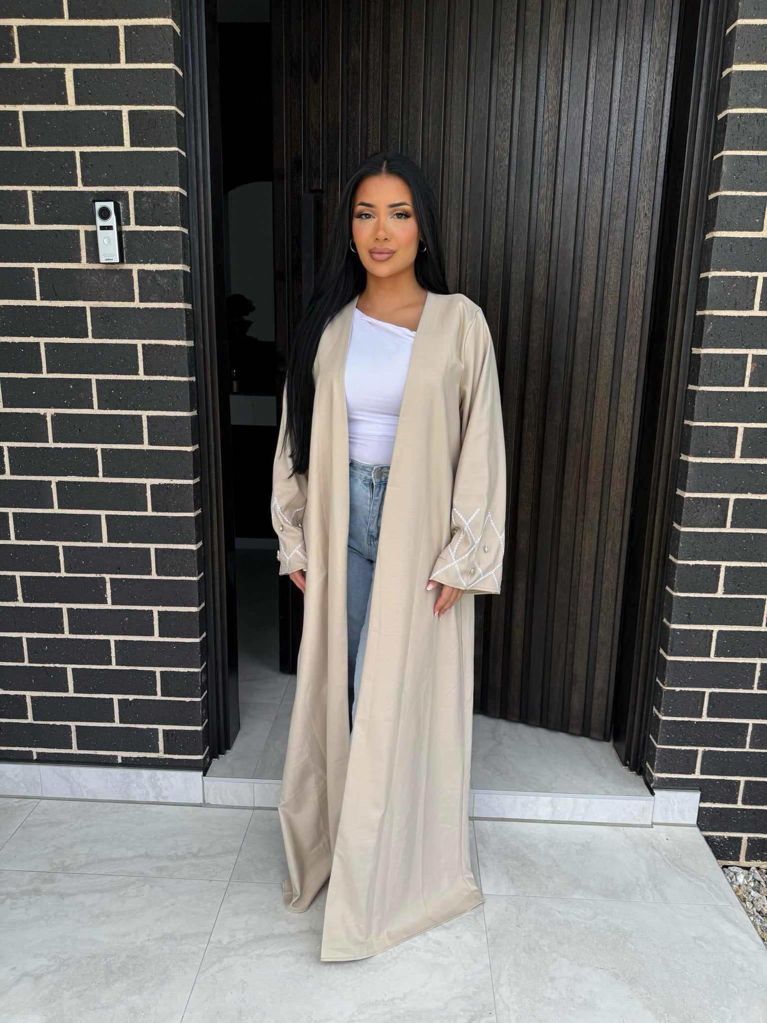 Diamond sleeve open Abaya