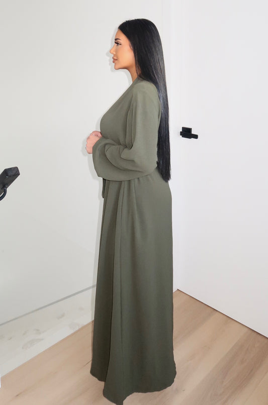 Amal 2-Piece Abaya - Olive