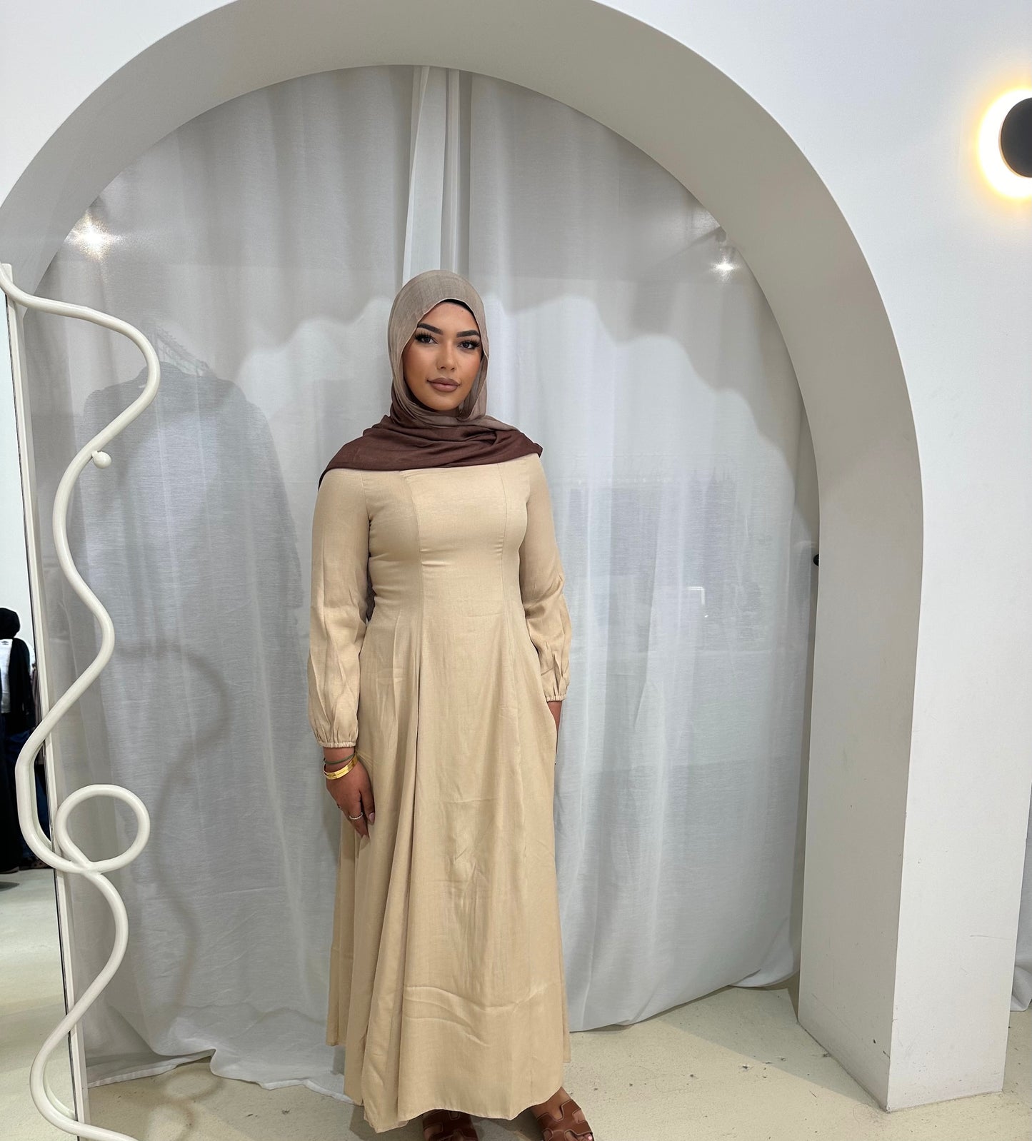 Azra Linen Dress - Beige