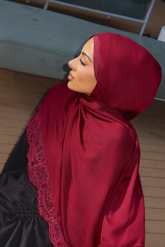 Modal lace hijab set