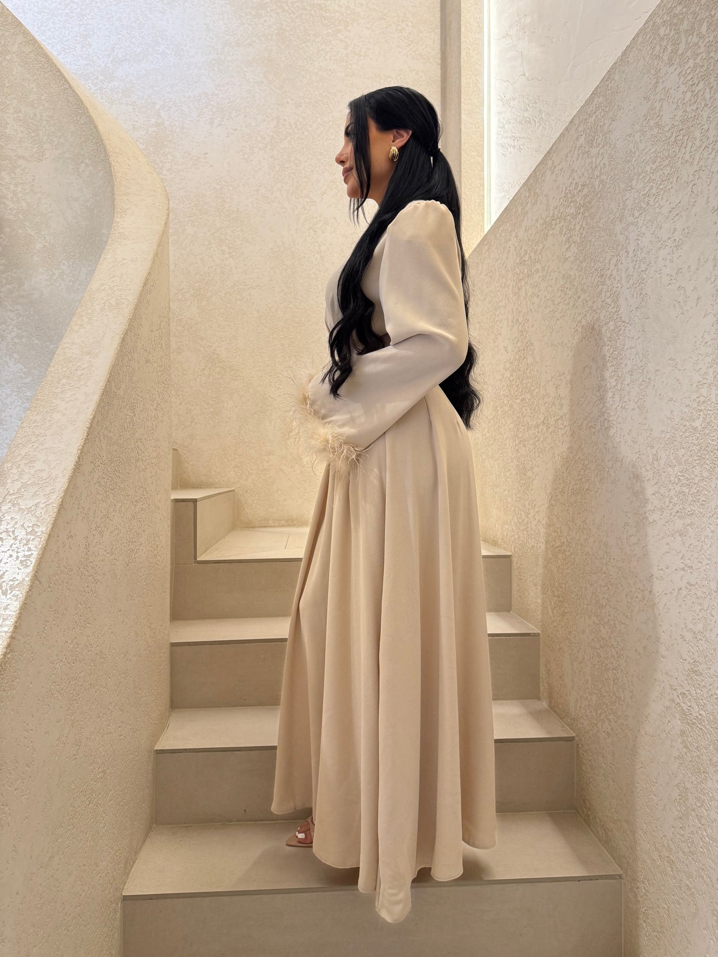 Ethereal Feather Gown - Ivory