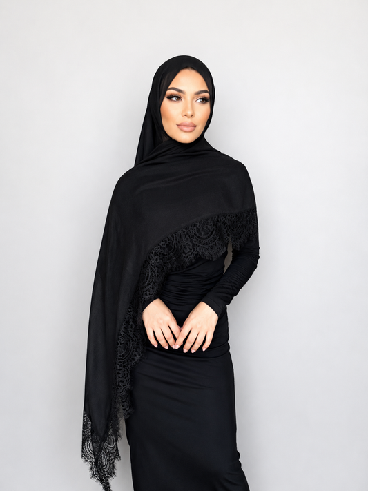 Modal lace hijab set