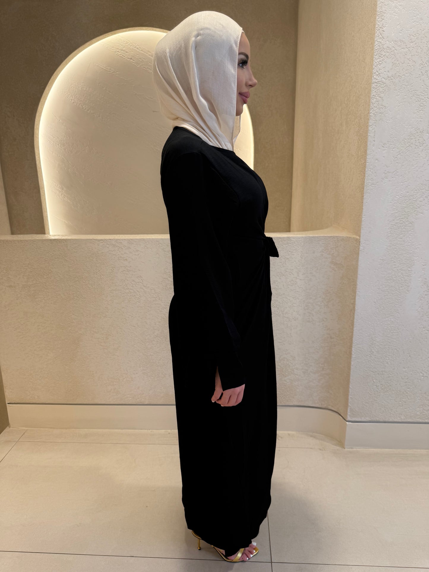 Jasmine Tie Kimono Dress - Black