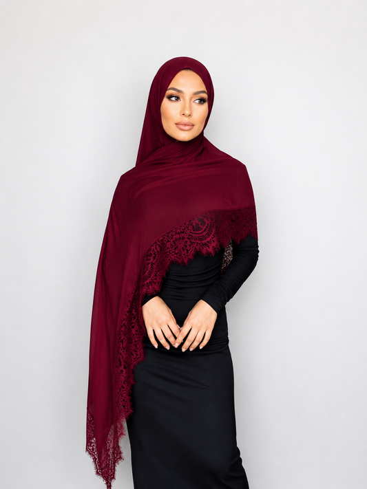 Modal lace hijab set