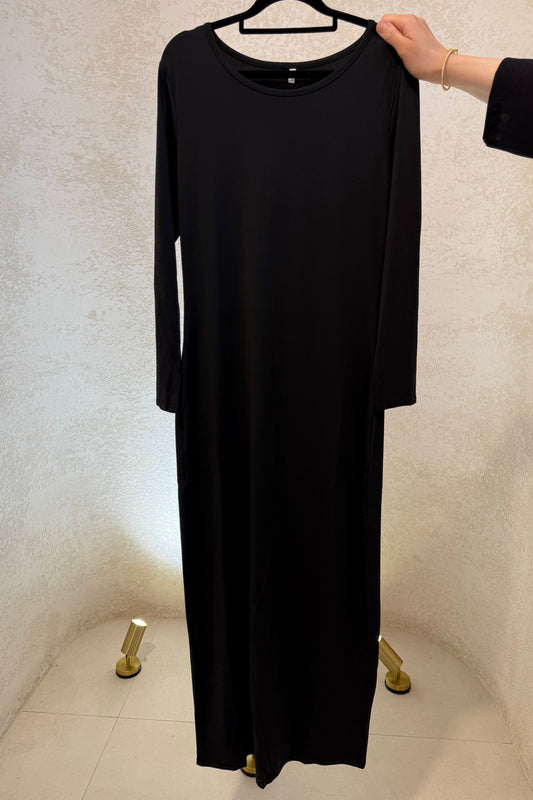 Black Abaya Slip Dress - Black