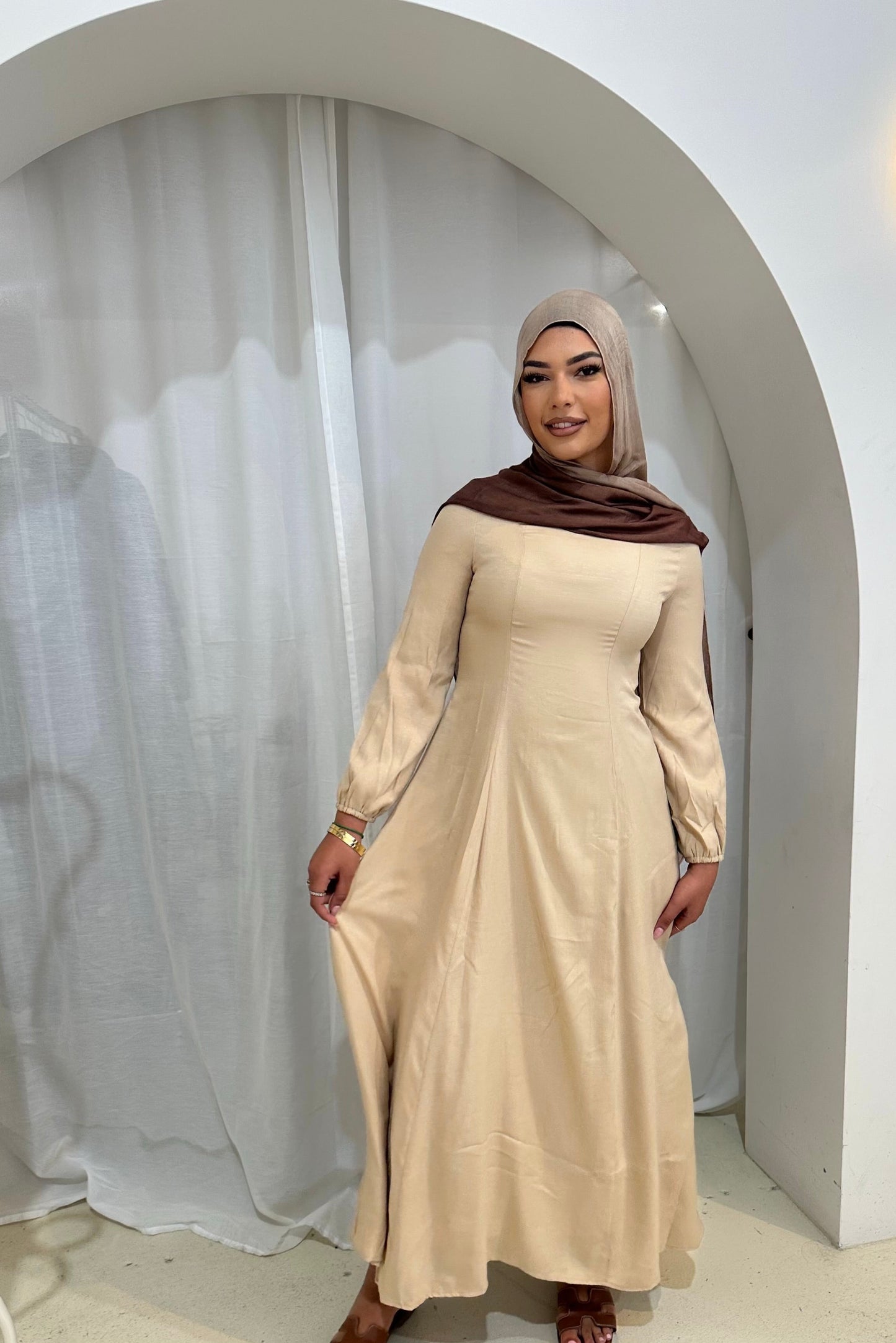 Azra Linen Dress - Beige
