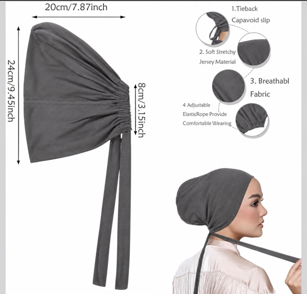 Tie-Back Hijab cap