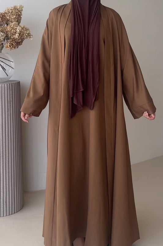 Ezra 3 Piece Abaya - Brown