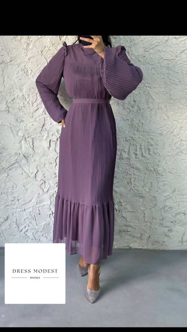 Pleated lilac dress