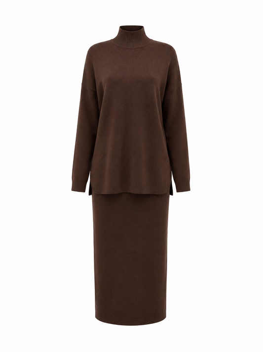 Cozy knit skirt set